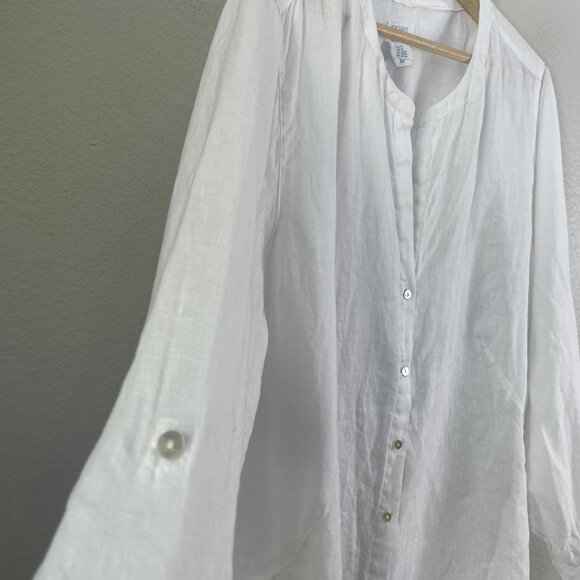 Sigrid Olsen Shirt Womens 2X White 100% Linen Button Front Long Sleeve Pockets - Picture 9 of 10